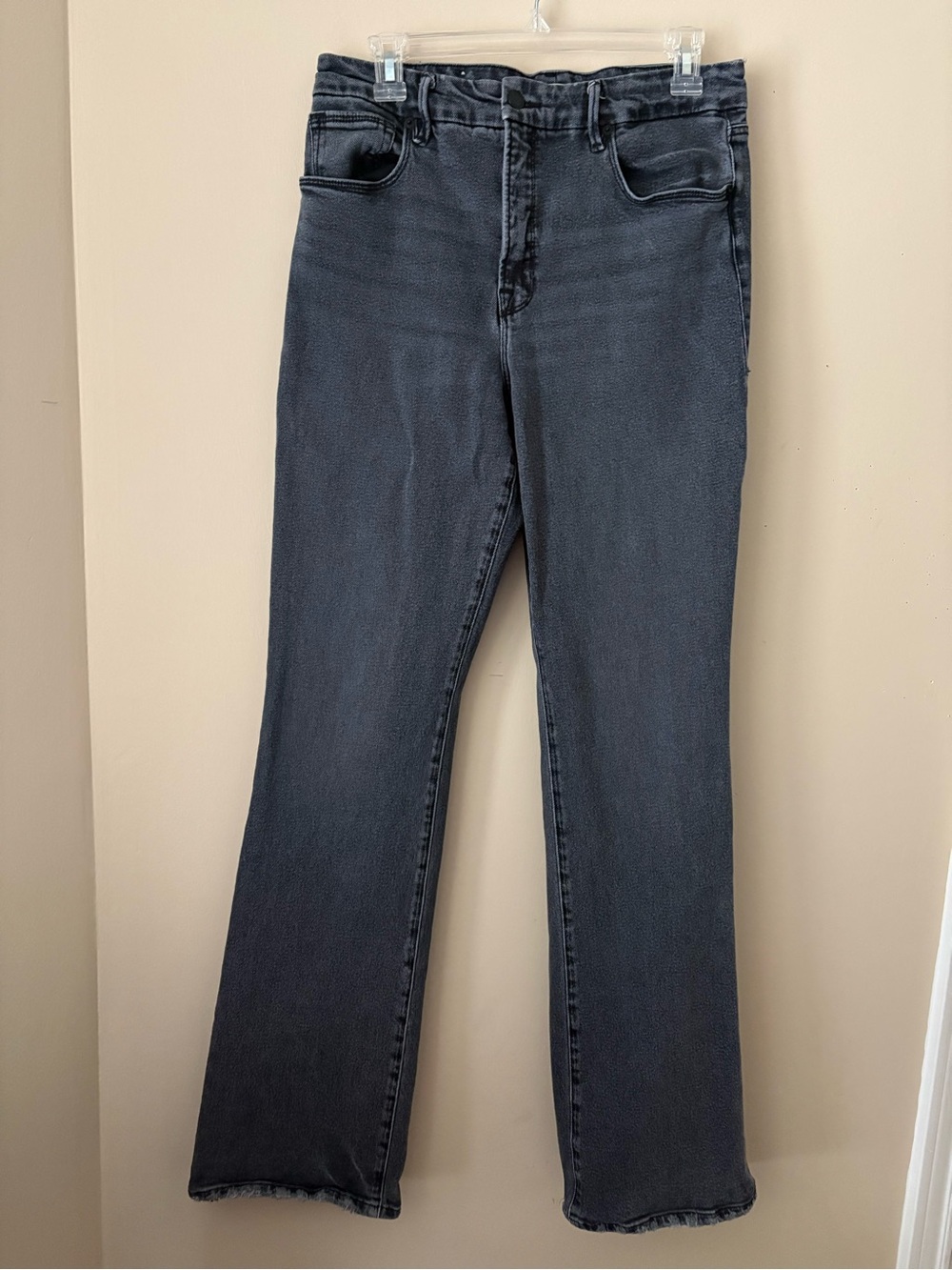 Good American Charcoal Bootcut Jeans With Slits On The Back Sz.12/31 Very Good
